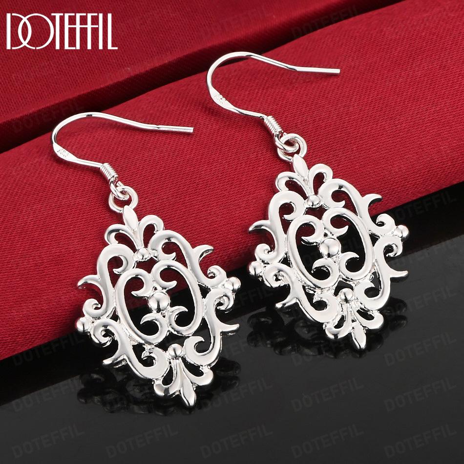 925 Sterling Silver Charm Pattern Pendant Earrings Fashion Gift Jewelry