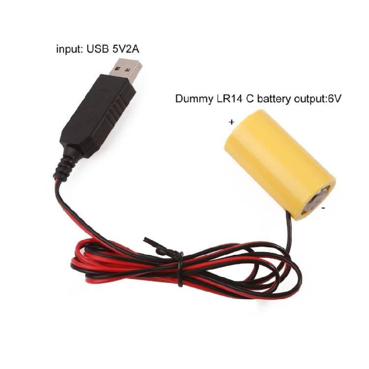 USB Power Supply Cable for LR14 C Battery,Replace 6V Battery,Reusable Battery