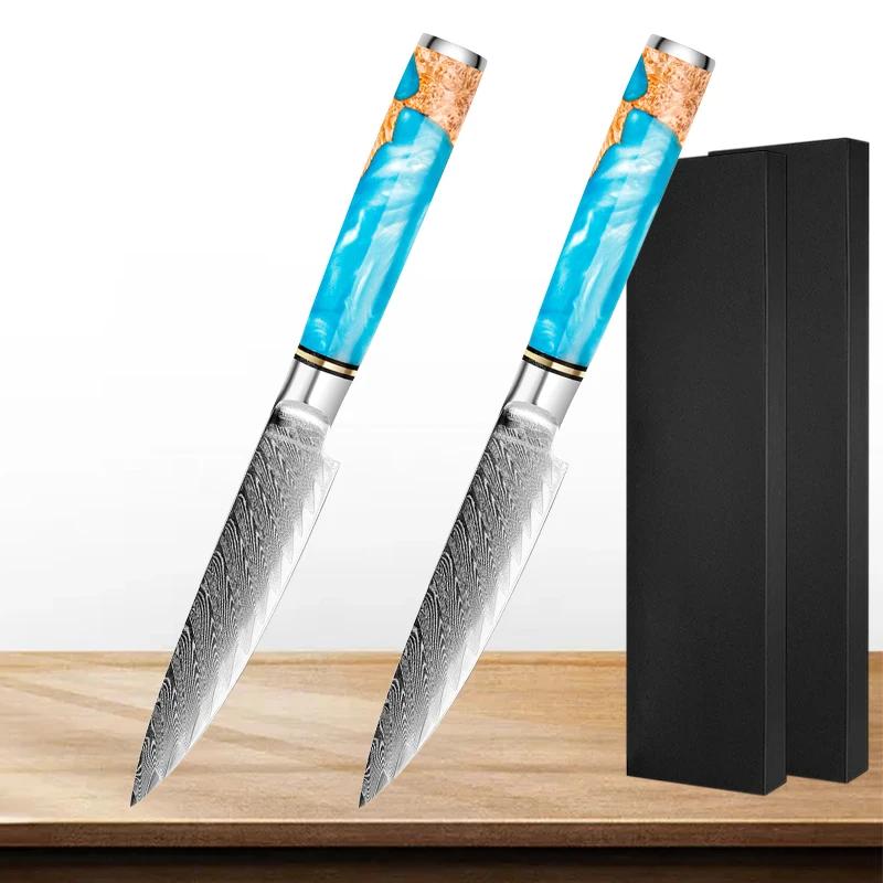 Professional 5 Inch Utility Knife Damascus Steel VG-10 Blade Peeling Paring Knife Cutting Fruit Vegetables Small Kitchen Knives