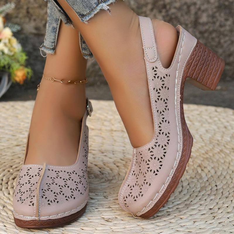 Plus Size Women Chunky High Heel Sandals