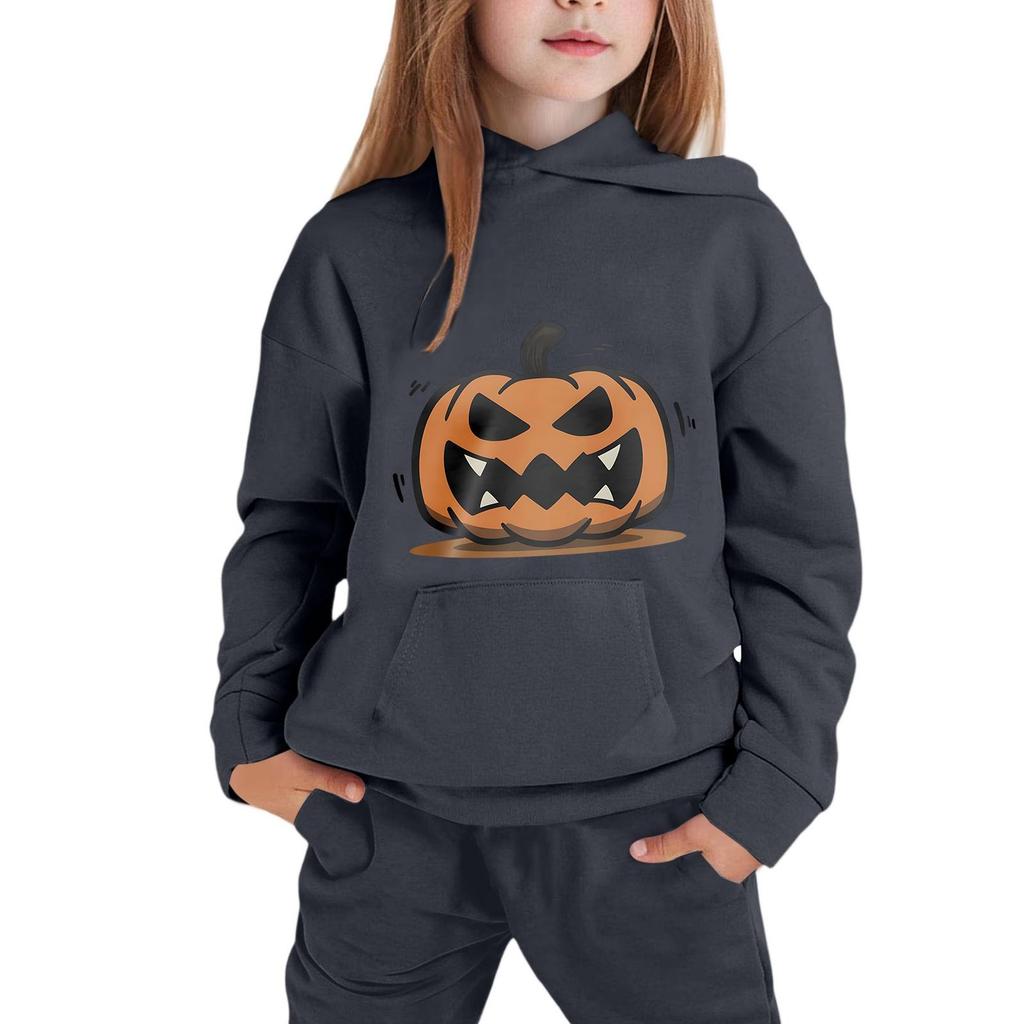 Kids Hoodie with Halloween Print - Casual Long Sleeve Pullover for Boys and Girls
