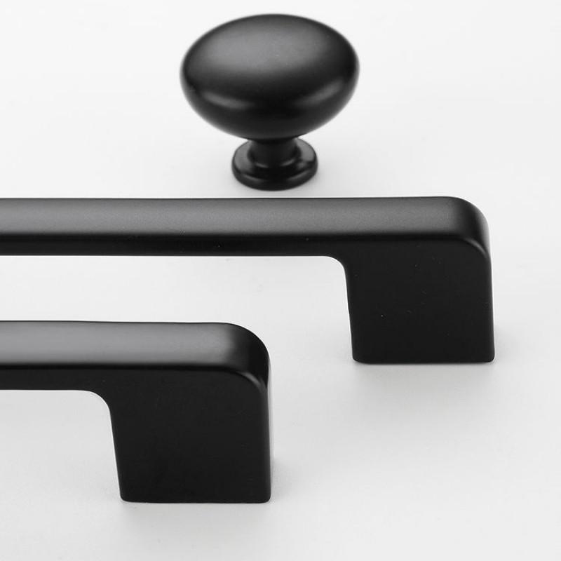 Aluminum Black Cabinet Pull Handle Drawer Wardrobe Door Single Hole Bow Shape Modern Hardware