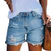 SC2025 Women's Ripped Straight Leg Denim Shorts - Summer Style, In Stock