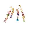 Women's Square Crystal Rainbow Jewelry Set: Bracelet, Necklace & 18K Gold Plated Earrings
