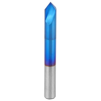 90 Grad Fasenfräser 2 Schneiden Blaue Beschichtung Wolframstahl Hartmetall Handwerkzeug 6 x 50mm