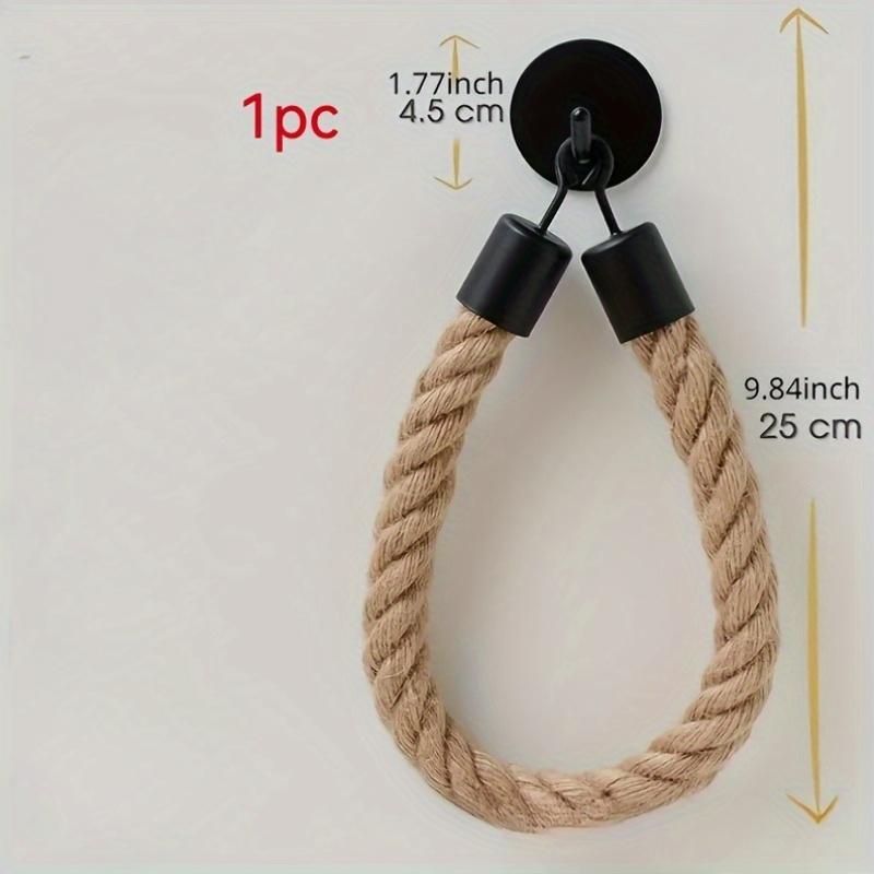 1pc Hemp Rope Self-Adhesive Wall Mounted Toilet Paper Holder - Towel Storage Rack for Home Use