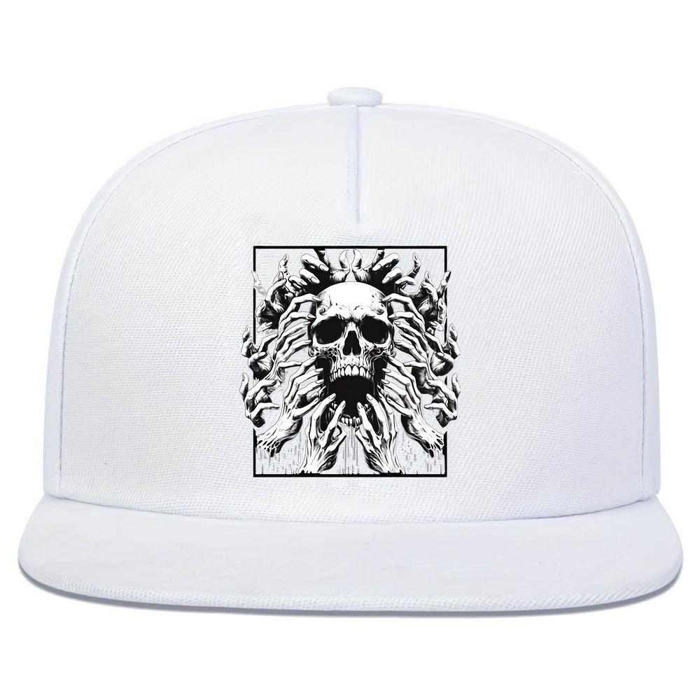 Gothic Skull Hands Black Snapback Cap Streetwear Adjustable Hip Hop Hat Unisex Casual One Size
