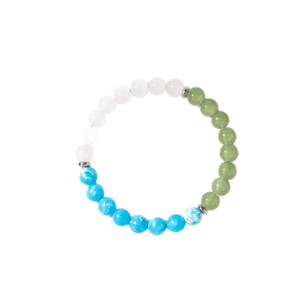 Festive Gifts White Jade Prehnite Blue Cracked Agate Beaded Bracelet Natural Fashion Jewelry For Men Women Daily Wear Gift