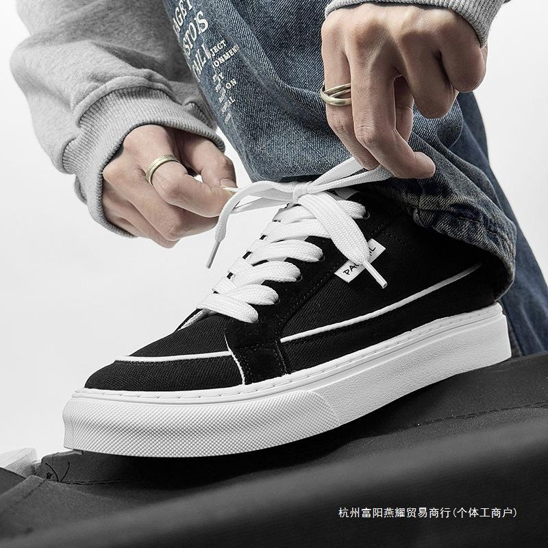 2025 New Canvas Board Shoes Trendy with Hong Kong Style Retro Student Sports Guochao Youth Men's Shoes Fashionable and Casual Large Size
