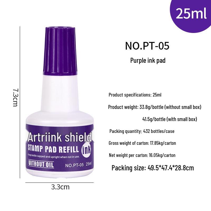 Shield Quick-Drying Red Ink Pad Refill, 25ml - Oil-Based for Financial Office Use