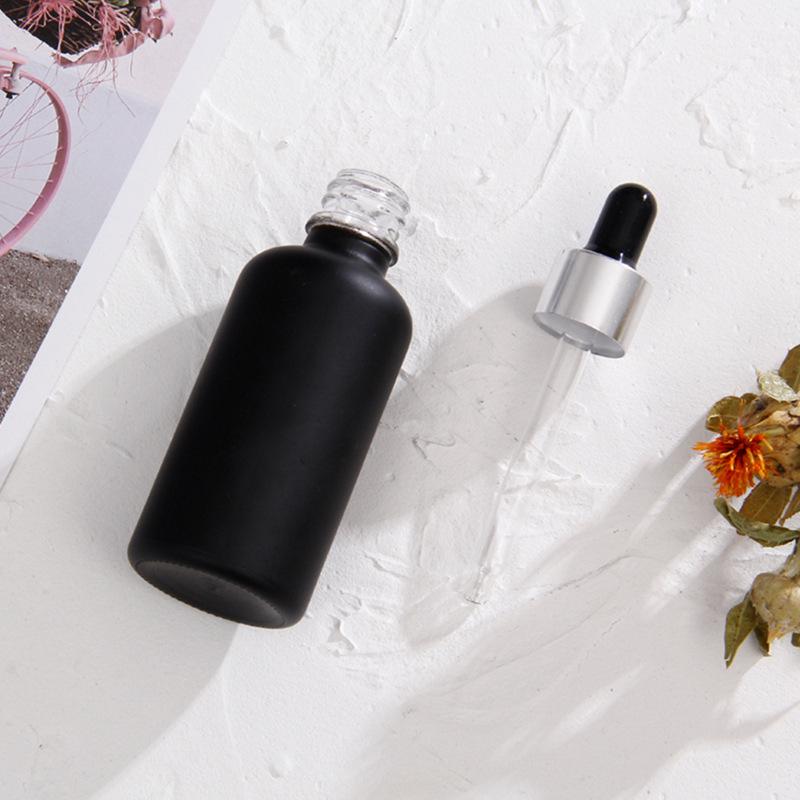 Schwarze Mattglas-Tropfflaschen: 5ml, 10ml, 100ml für Ätherische Öle, Seren, Kosmetika.