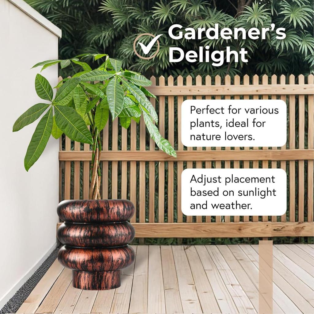 10 Inch Plastic Wooden Texture Pots for Plants Balcony and Living Room | Flower Pots for Garden | Decorative Planters for Home Decor
