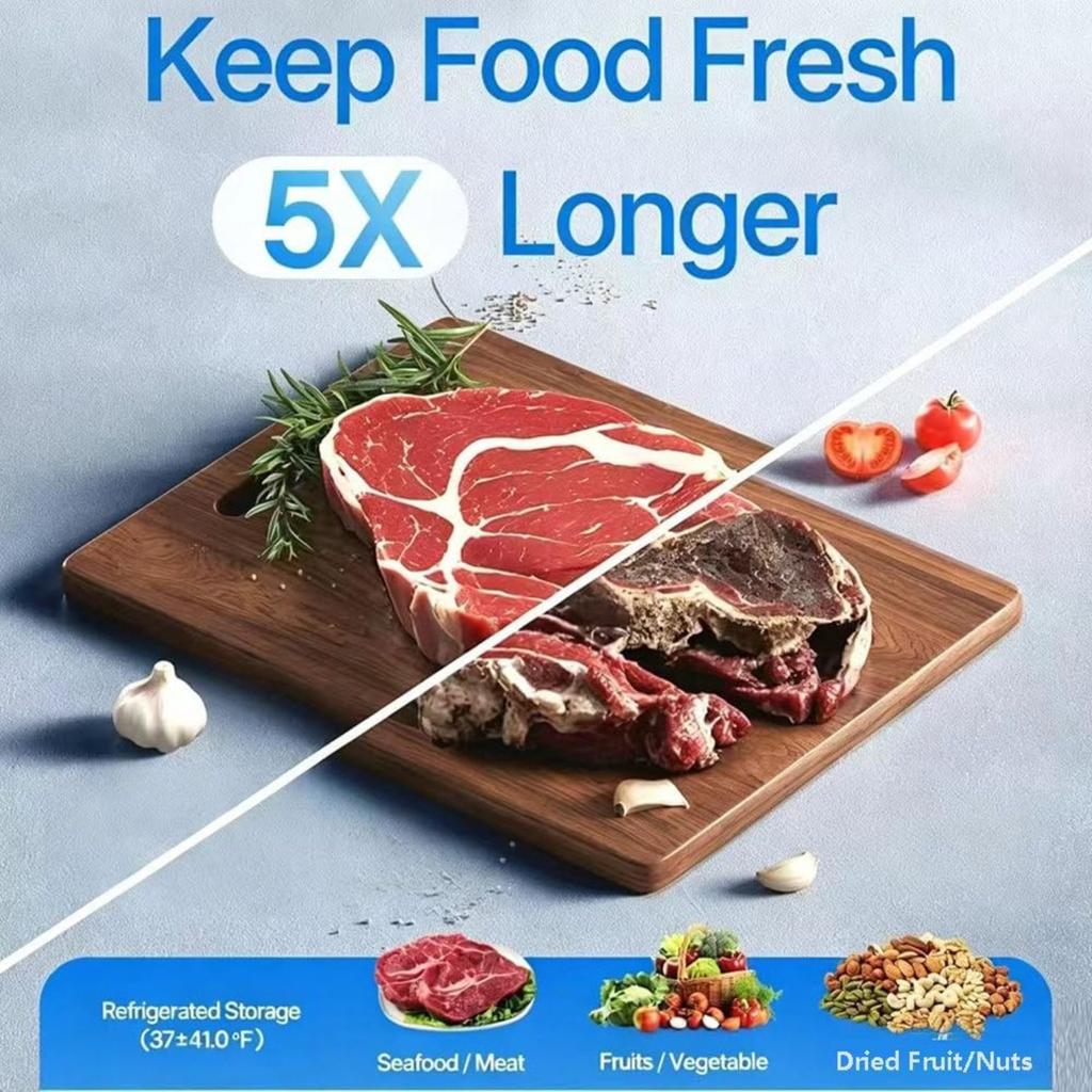 Handheld Vacuum Sealer, Portable Rechargeable Vacuum Sealer for Food with 30 Reusable Vacuum Bags, Strong Suction for Food Storage, Mini Food Saver 5X