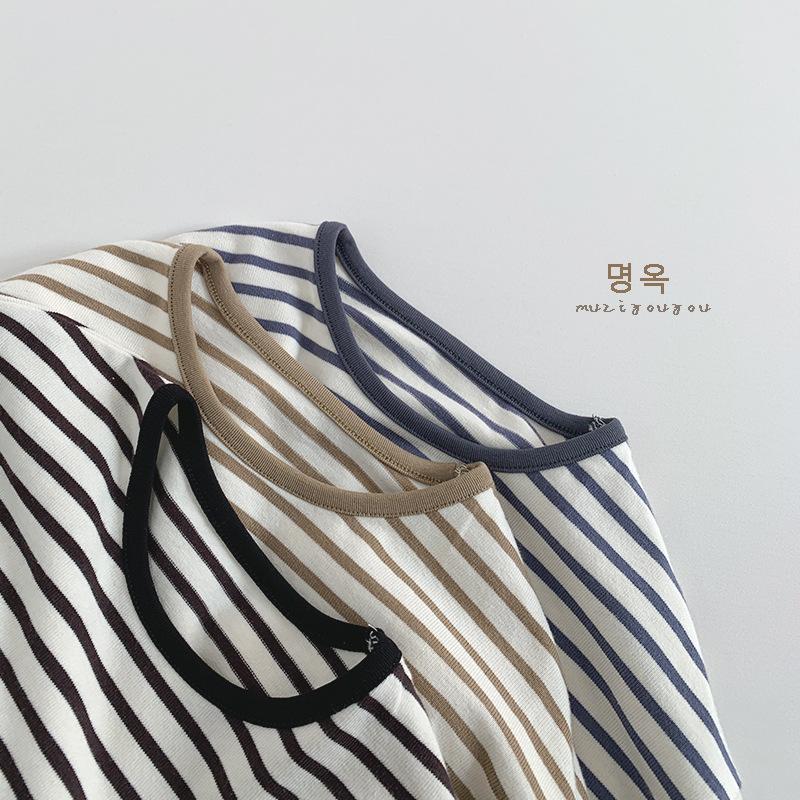 Striped Casual Long Sleeve Basic T Shirt For Boys And Girls Kids Top