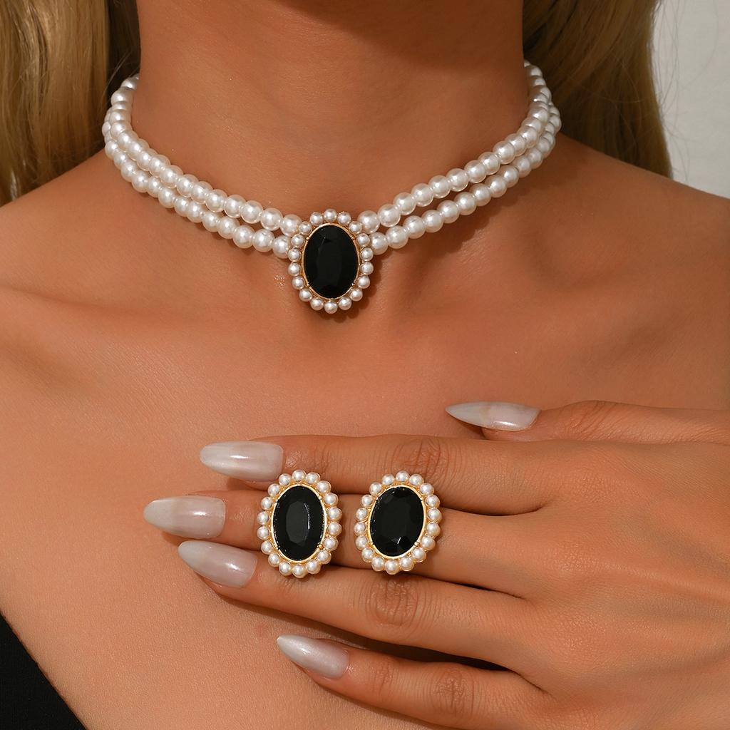 3PC Women's Fashion Imitation Zircon Necklace Earrings Zircon Set Suitable for Wedding, Party, Festival Gifts