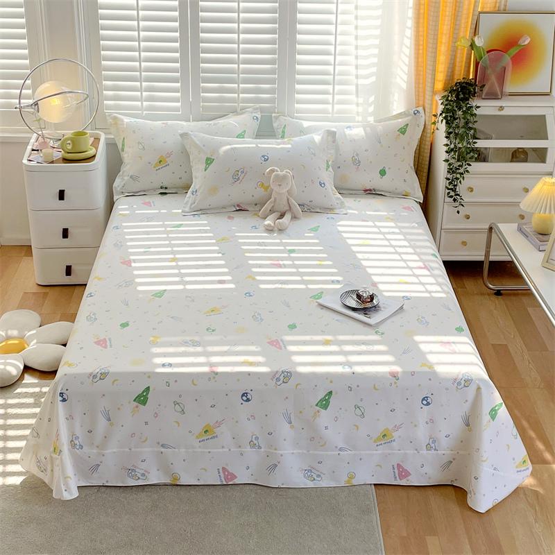 Floral Printed Bed Sheet Set Roses Design Bed Sheets Soft Breathable Fabric Flat Sheet with Pillowcases Queen Size Bedding Set