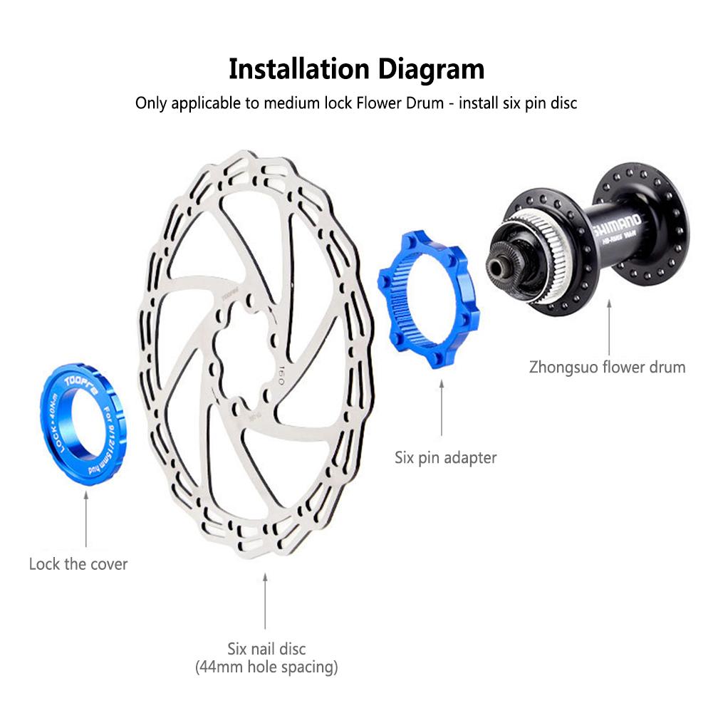 TOOPRE Bike Centerlock to 6 Hole Adapter Bike Hub Center Lock Conversion  6 Bolt Disc Brake Rotor Cycling Accessories
