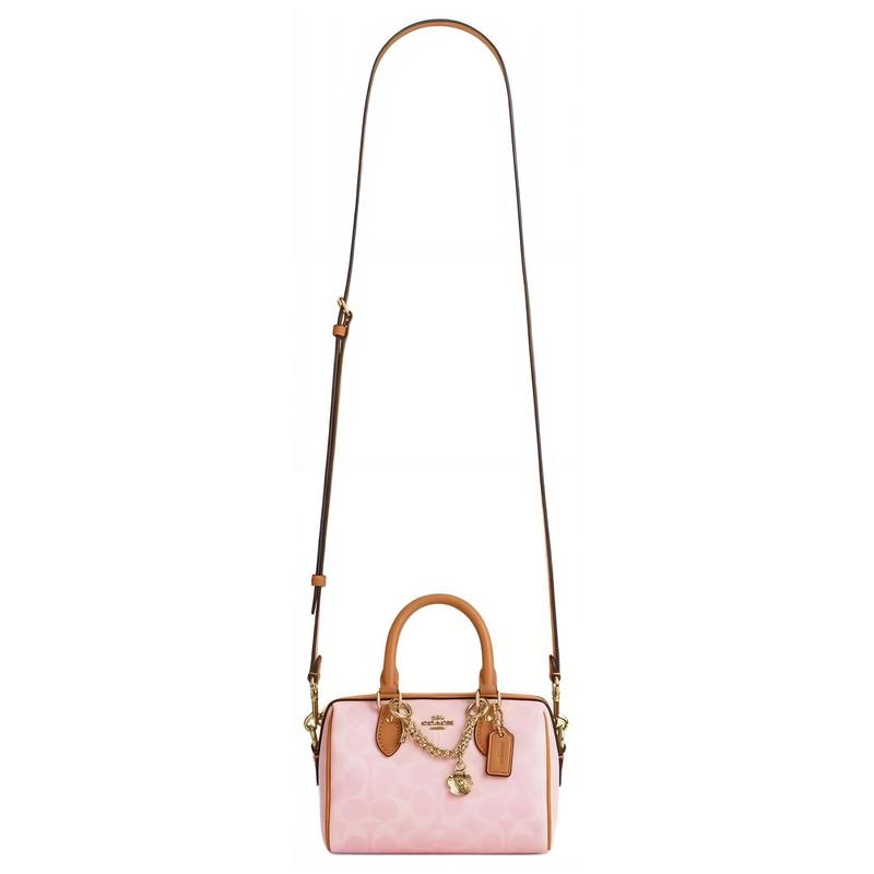 Coach Handbag Valentine's Day Limited Rowan 17 Classic Presbyopia Chain Flower Charm Detachable Shoulder Strap Artificial Leather Boston Bag Crossbody