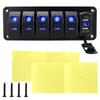 12V 24V DC 3/4/5/6/8 Sets of Marine Control Lever Switch Panel, with 4.8A Dual USB Charger Voltage and Sticker, Blue