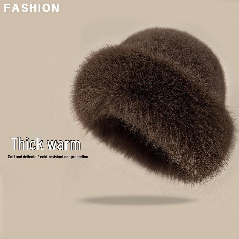 Women's Faux Mink Fur Winter Fisherman Hat - Ethnic Style, Windproof, Warm, Ear Protection, Versatile Plush Mongolian Design