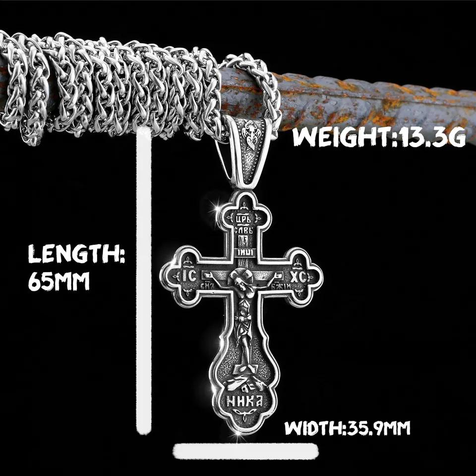 Edelstahl Jesus Kreuz Anhänger Wikinger Halskette Herren Schild Drachentöter Amulett Anhänger Nikolaus Jugend Schmuck