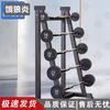 Rubber-Coated Fixed Barbell Set with Storage Rack