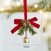 Christmas Jingle Bells Door Hanger Ornament Velvet Bow Pine Cone Bell Pendants for Christmas Decoration 2025 Christmas Gift