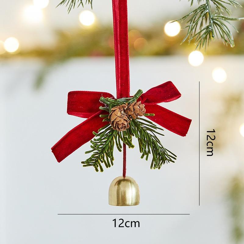 

Christmas Jingle Bells Door Hanger Ornament Velvet Bow Pine cone Bell Pendants for Christmas Decoration 2025 Christmas Gift