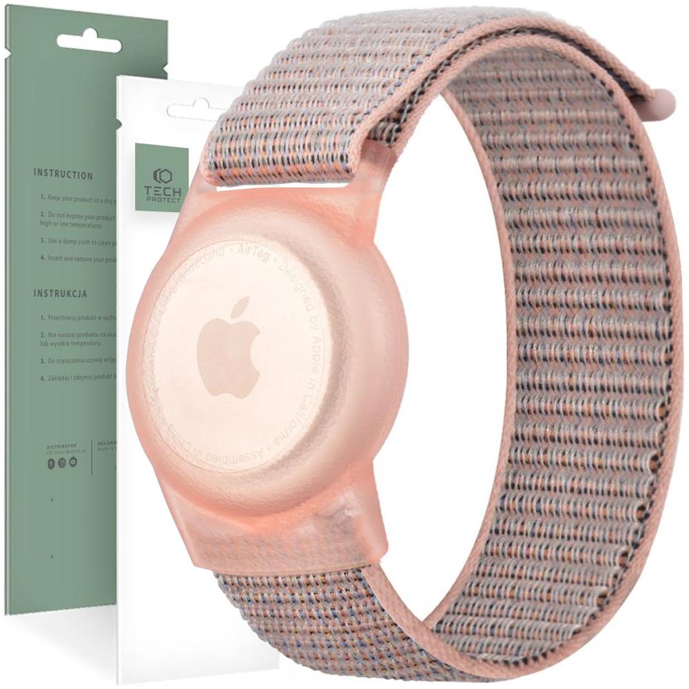 Tech-Protect Nylon Strap for Kids on Apple AirTag - Pink