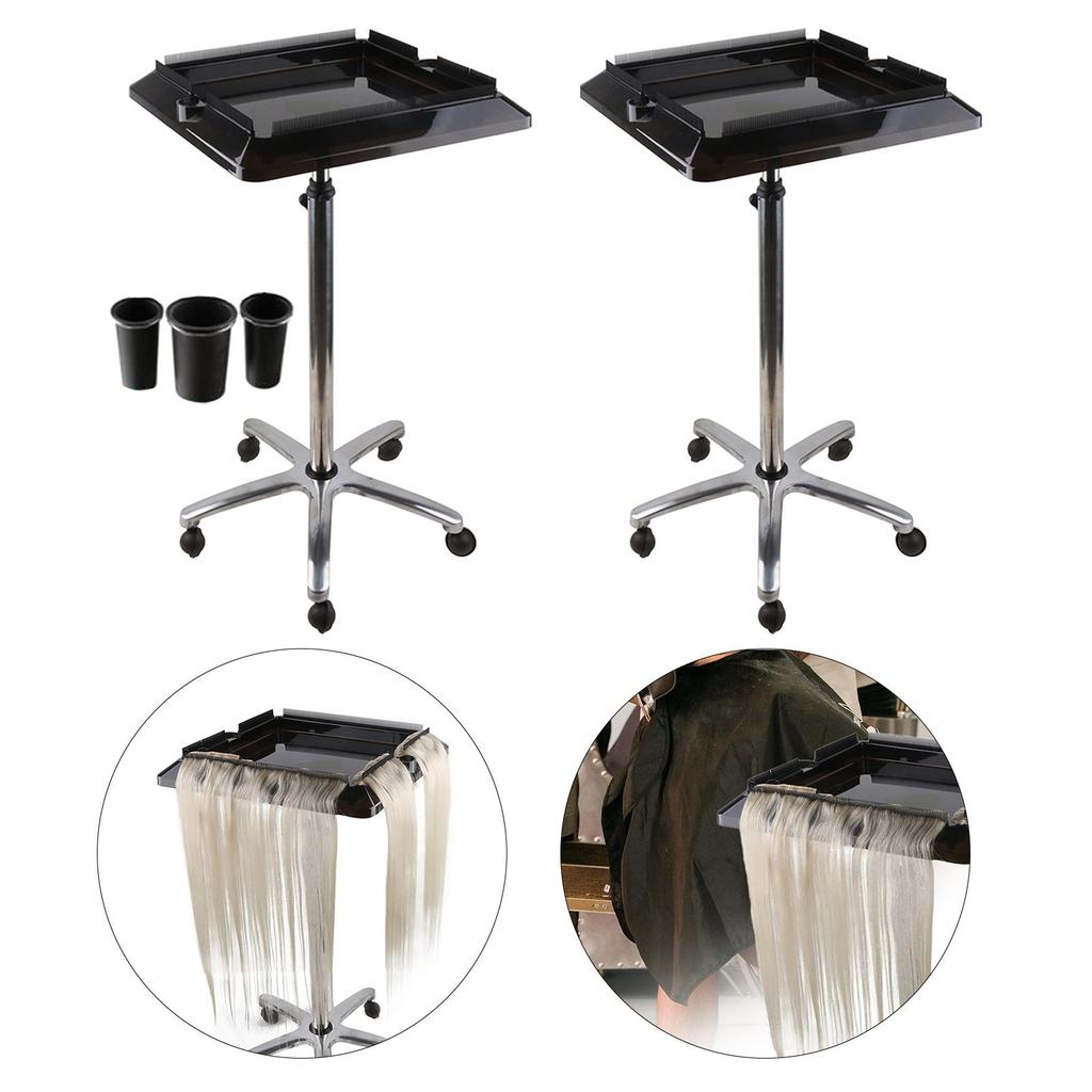1 Piece Hair Salon Tray Cart Mobile Storage Trolley Adjustable Height Metal Removable Tool Holder