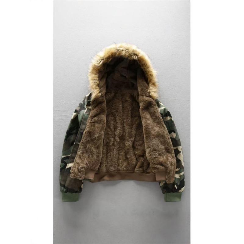 Chaqueta de Invierno con Capucha Camuflaje para Hombre - Doble Cara, con Borrego, Gruesa y Cálida
