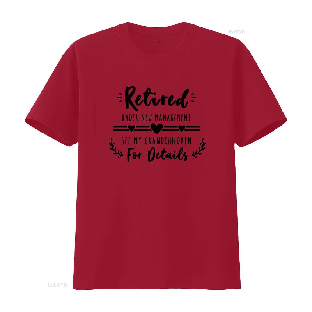 Retired Under New Management See Grandchildren For Details T Shirt Funny Retirement Grandma Womens White Large vintage Washed