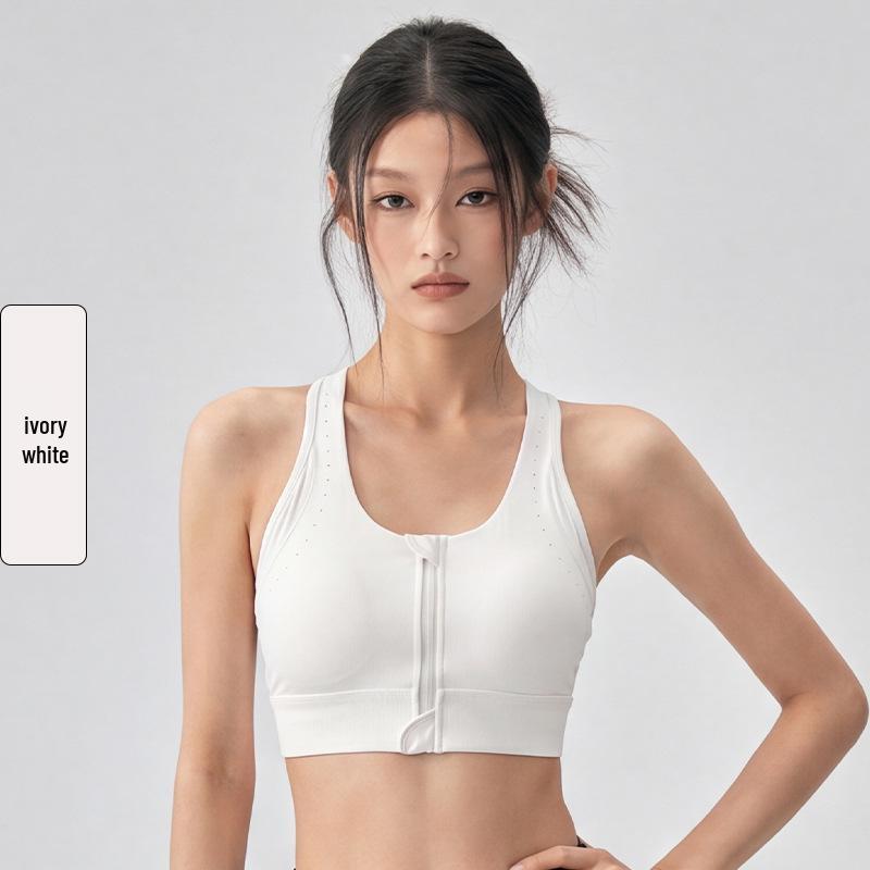 Shockproof Racerback Yoga Tank with Integrated Zip Bra for Large Busts