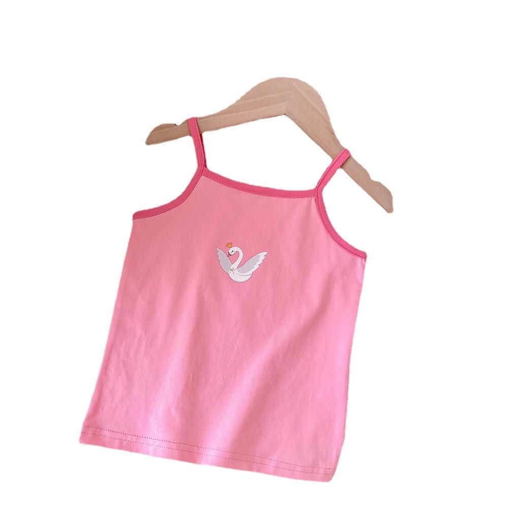 Summer Girls Cotton Cartoon Camisole Thin Breathable Sleeveless Vest Kids Underwear Top