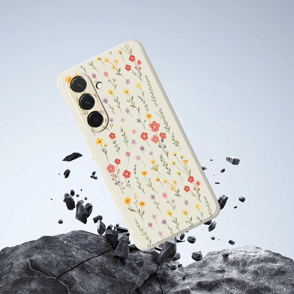 For Samsung Galaxy A36 5G Case Flowers and Grass Pattern Printing Straight Edge TPU Phone Back Cover