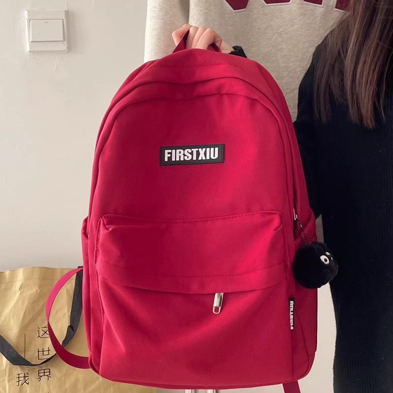 2024 Minimalist Solid Color Backpack for Girls & Women - Junior High, High School, College