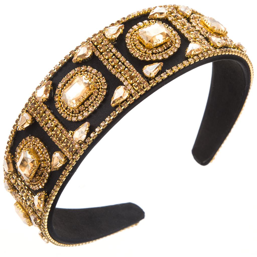 New Bright Heavy Industry Baroque Colorful Crystals Headband Women's High Quality Retro Dance Club Hair Accessories