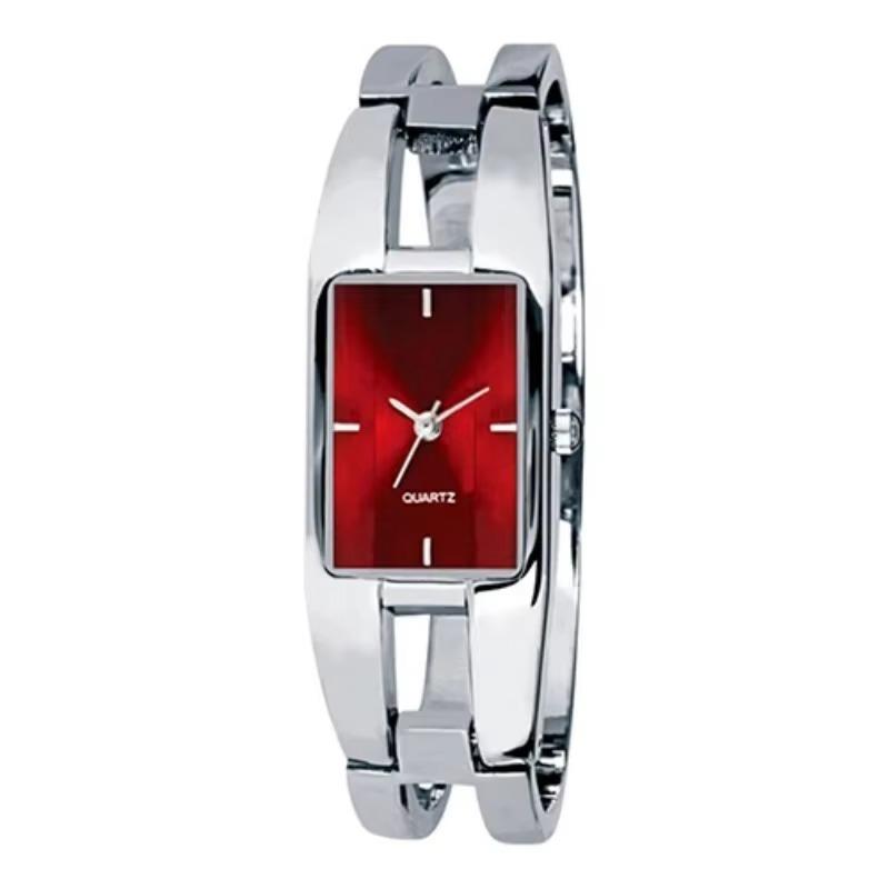 Women's Watch Rectangular Dial Skeleton Band Alloy Stainless Steel Watches Elegant Delicate Quartz Wristwatches Reloj De Mujer