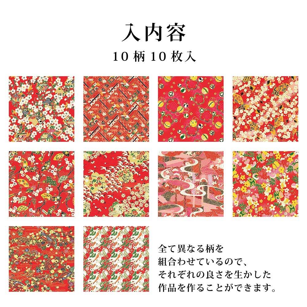 Ehime Paper Washi Yuzen 15cm x 10 Co., Ltd. Paper, Hand-Dyed Chiyogami, Red, Sheets, TZM-5015R