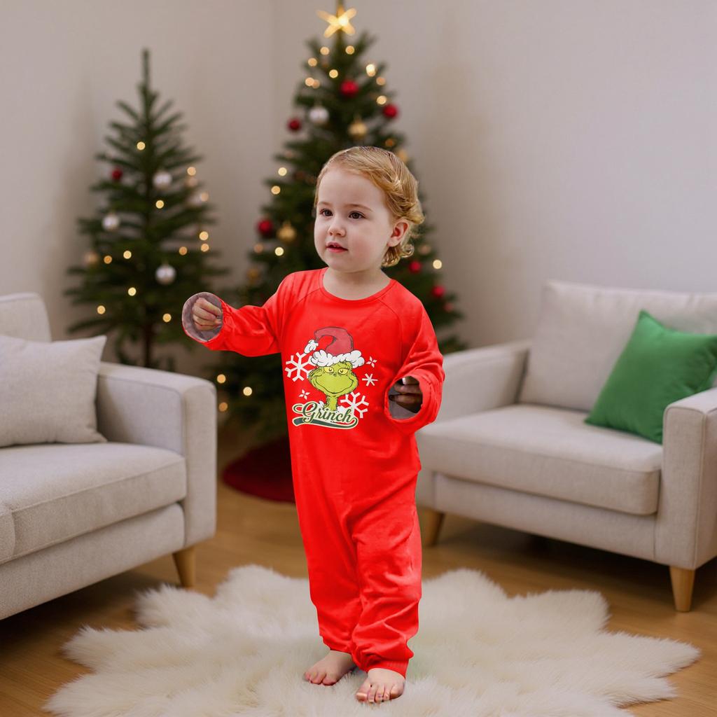 Christmas Prints Family Matching Long Sleeve Tops+Pants Set Family Matching Sets