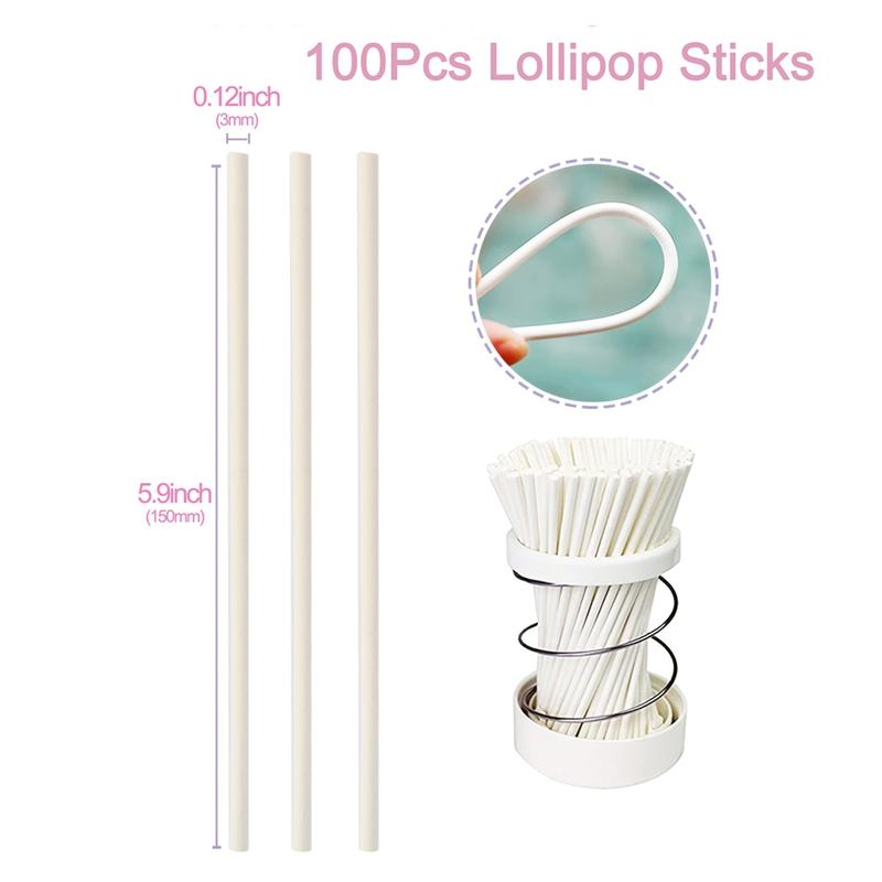 100Pcs Chocolate White Paper Lollipop Stick Great Reusable Candy Dessert Bakeware Kitchen Dining Bar Home Garden Candy Decor