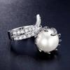 Huitan Noble Swanking Imitation Pearl Women Rings Attractive Elegant Lady Finger Accessories Fashion Engagement Wedding Zircon