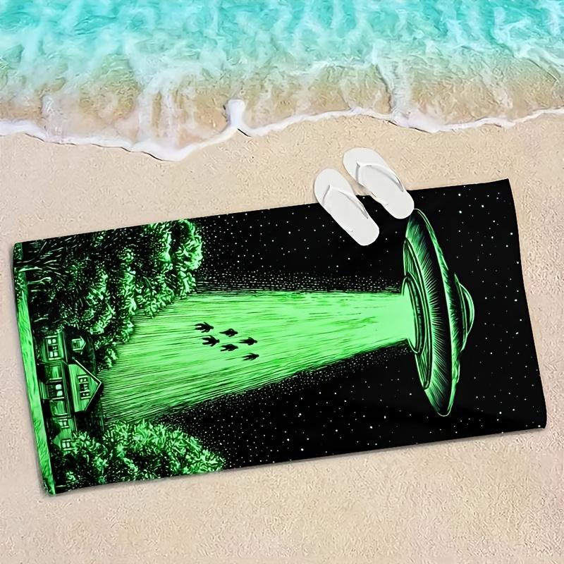 UFO Alien Beach Towel Sci Fi Print Quick Dry Microfiber Large Bath Towel For Men Women Summer Night Party Swim Pool