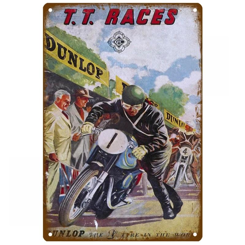 

Vintage TT Races Isle of Man Poster Retro Racing Motor Competition Tin Sign Shabby Rust Metal Wall Art Plaque Home Decor 20x30cm（7.8x11.8inch）