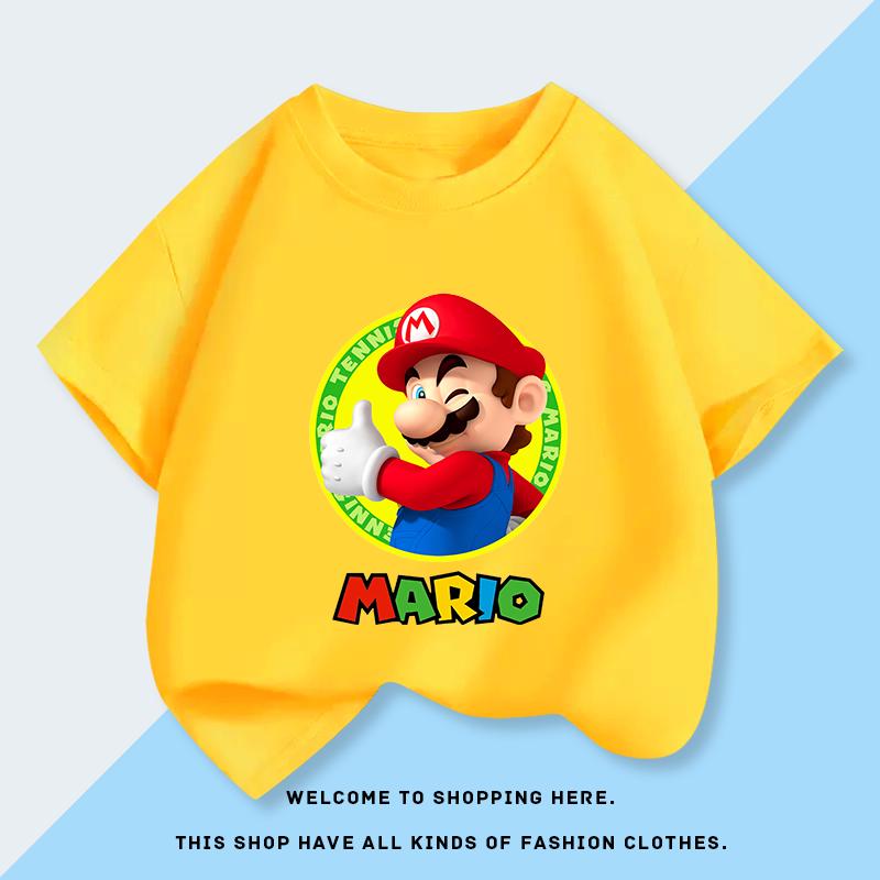 Super Mario Bros Childrens Cartoon Short Sleeved Tshirt Summer New Top
