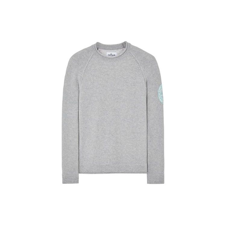 

Stone Island FW22 Solid Color Logo Embroidered Crew Neck Long Sleeve Wool Sweater Men sweater Gray 7715534A4-V0M64 L