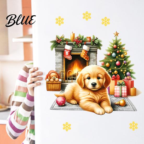 Versatile PVC Surface Stickers Christmas Cute Puppy Wall Stickers Waterproof Decals Peel And Stick Animal Removable Window Clings Art Decor for Home