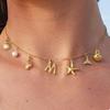 Charm Gold Color A-Z Pendant Alphabet Choker Necklace Women Shell Conch Starfish Initial Letter Necklaces Boho Beach Jewelry