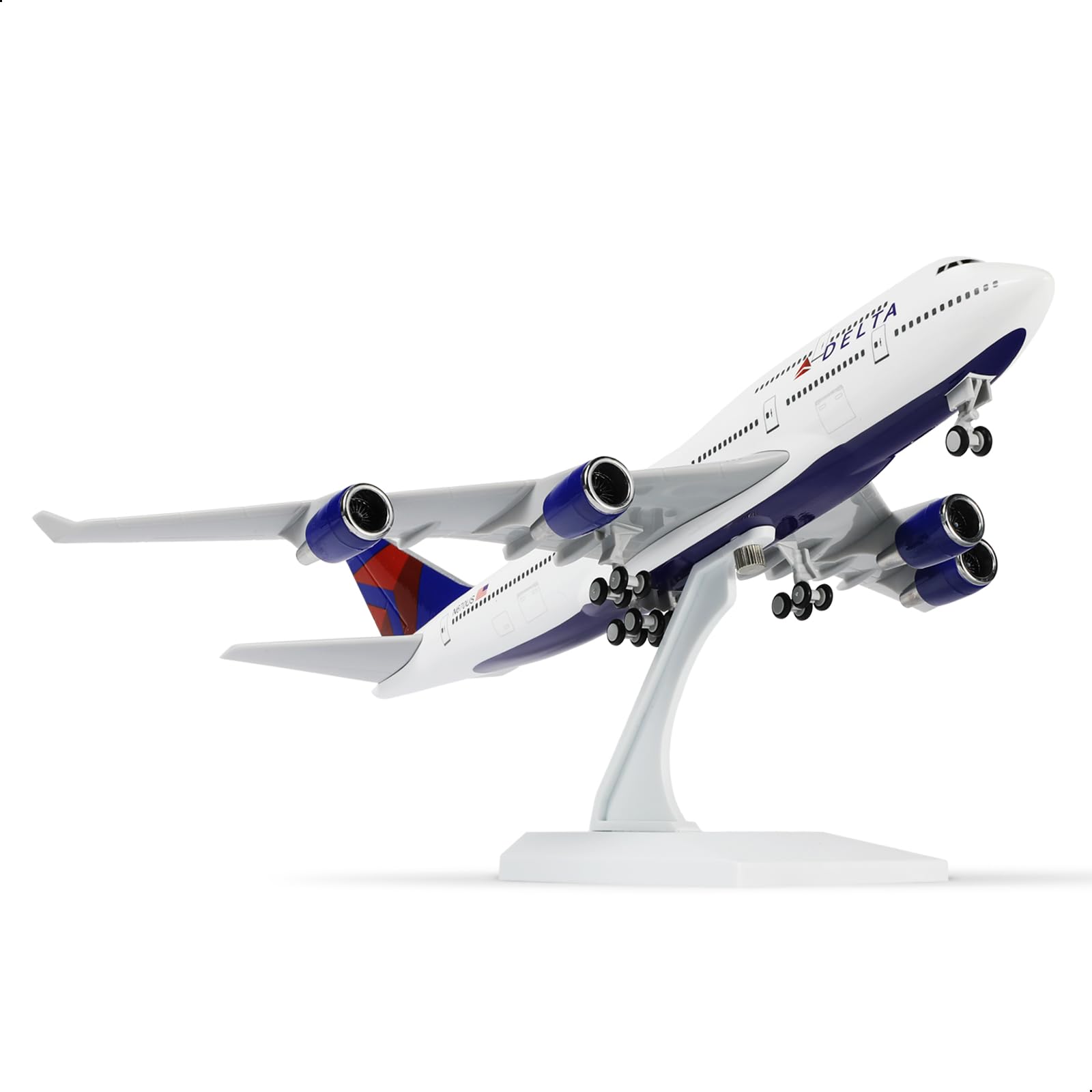 QIYUMOKE Масштаб 1/240 Модель самолета Boeing 747 авиакомпании Delta Airlines, набор для сборки (Длина 30 см) Модель самолета из смолы (Подставка для дисплея в комплекте) - Авиационный подарок/Украшение