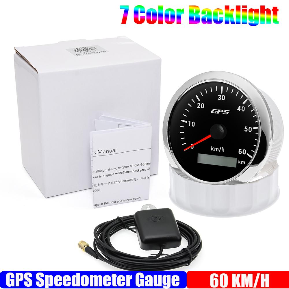 30~200 KM/H 85MM GPS Speedometer Gauge With GPS Antenna For Marine Boat 7 Color Backlight Boat Car Truck Speed Gauge Meter 9-32V